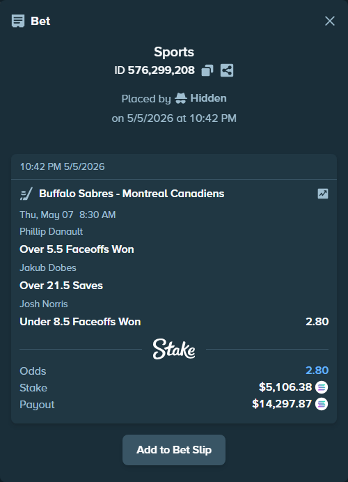 Bet slip: , $12,000.00 stake at 0.93 odds, placed by Hidden