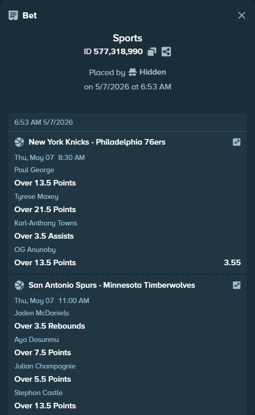 Bet slip: , $21,447.28 stake at 0.89 odds, placed by Hidden